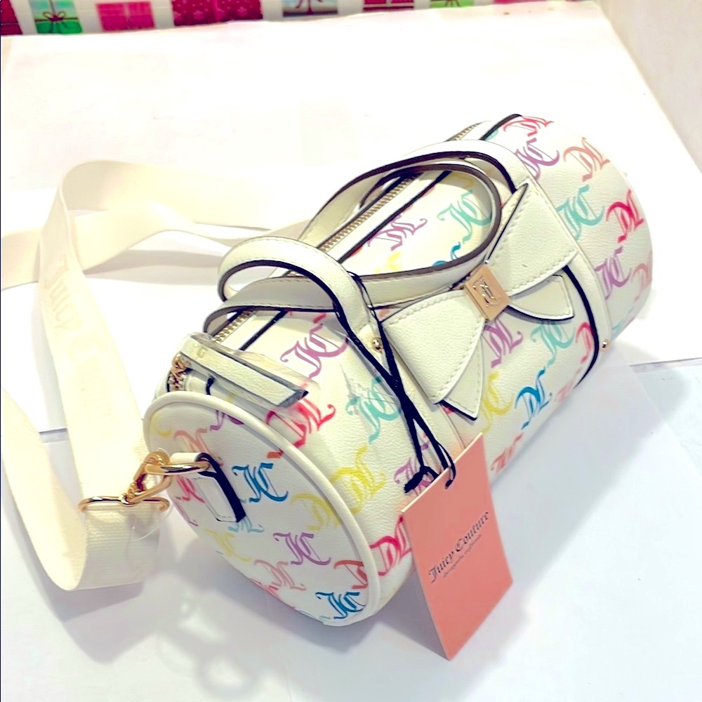 NWT Juicy Couture Multicolor Monogram White Top Handle Crossbody Bags - Picture 4 of 15